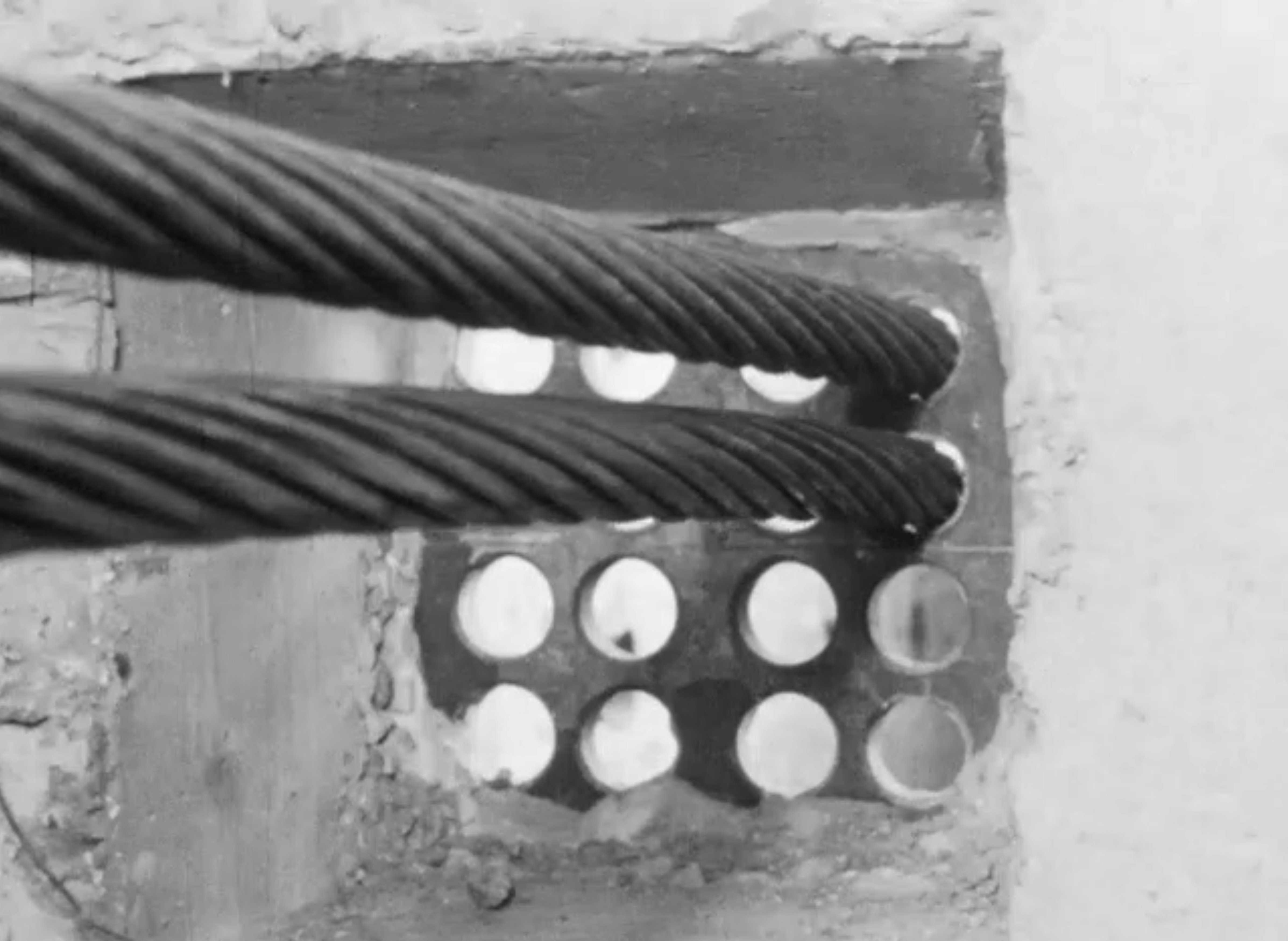 Dotline reference photograph of structural cables and concrete