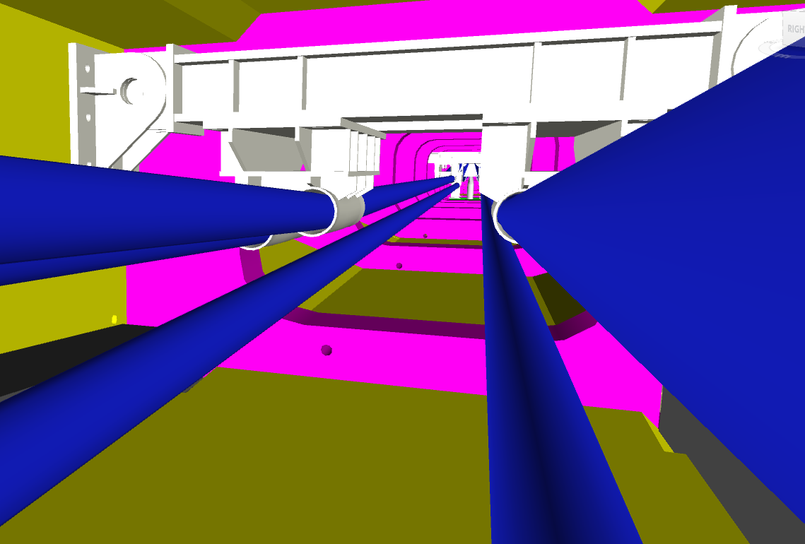 Hump Bridge — interior view with structural pipes and flyover components