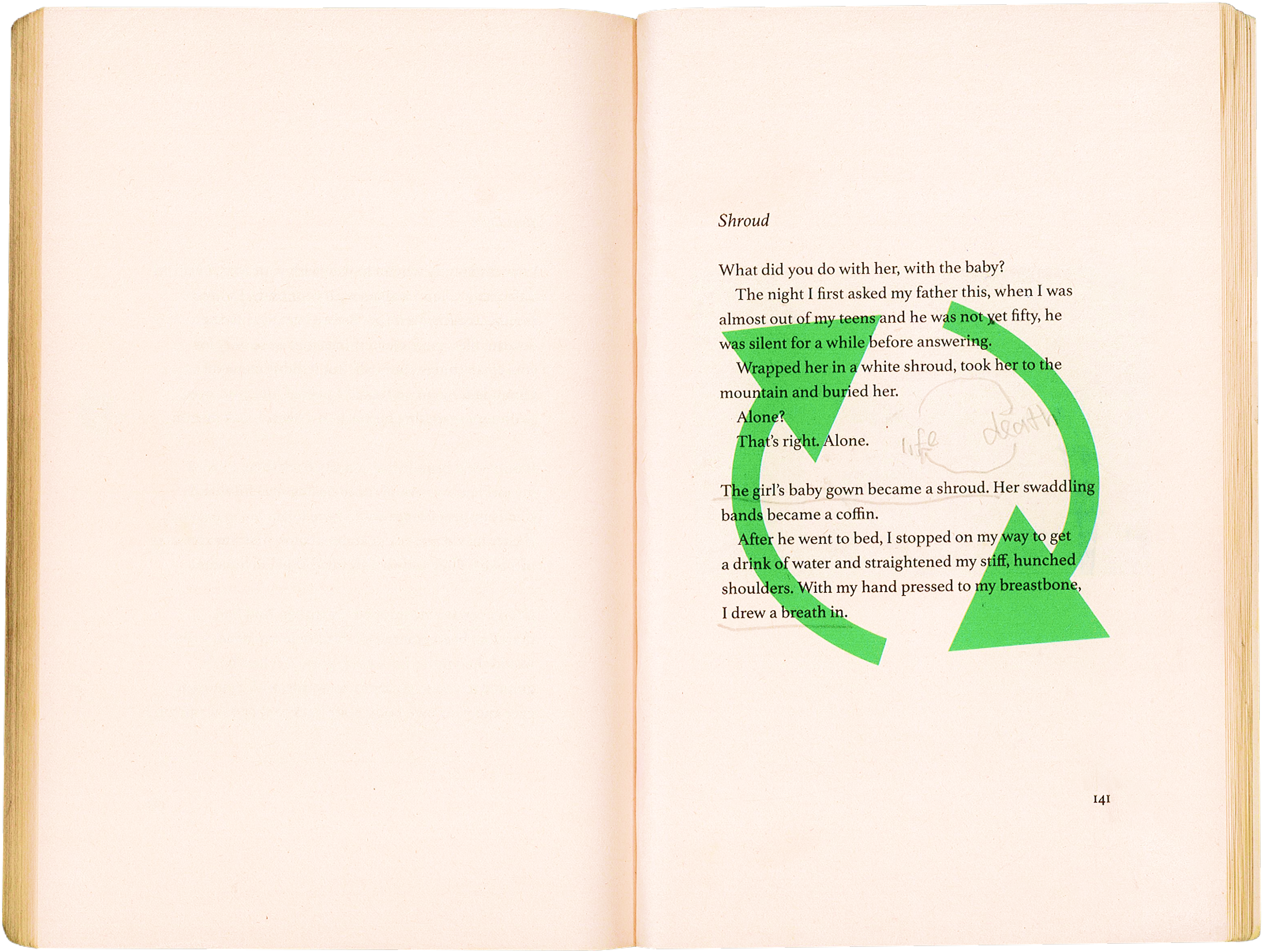 Edited spread after Han Kang, The White Book