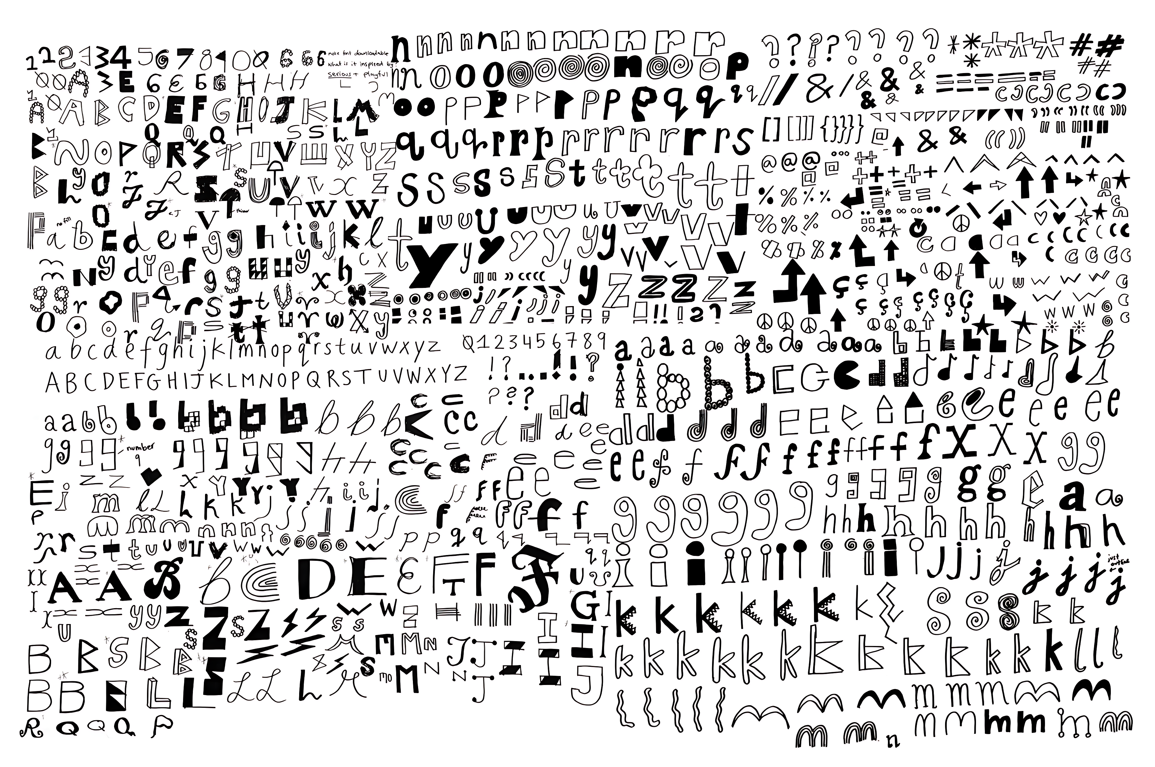 Nonsense — black-and-white collage of hand-drawn letters, numbers, and symbols