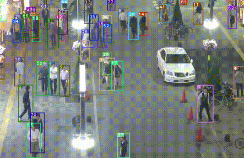 #Surveillancecore Pt.01 — street scene with motion-tracking bounding boxes